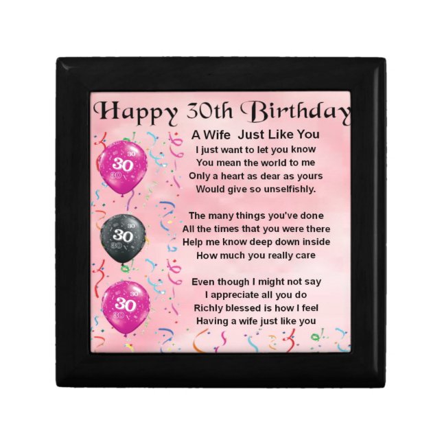 Wife Poem - 30th Birthday Jewelry Box (Front)