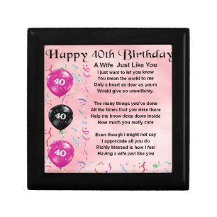 Wife poem - 40th Birthday Gift Box