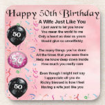 Wife Poem - 50th Birthday Coaster<br><div class="desc">A great gift for a wife on her 50th birthday</div>