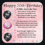 Wife Poem - 50th Birthday Square Sticker<br><div class="desc">A great gift for a wife on her 50th birthday</div>