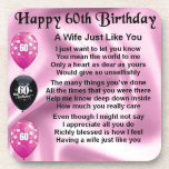 Wife poem - 60th Birthday Beverage Coaster<br><div class="desc">A great gift for a wife on her 60th birthday</div>