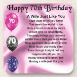 Wife Poem - 70th Birthday Coaster<br><div class="desc">A great gift for a wife on her 70th birthday.</div>