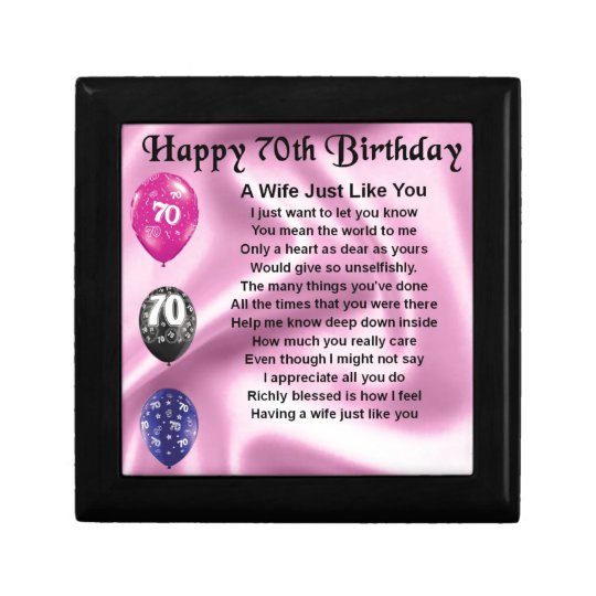 Wife Poem 70th Birthday T Box 