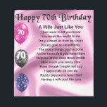 Wife Poem - 70th Birthday Notepad<br><div class="desc">A great gift for a wife on her 70th birthday.</div>
