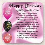 Wife Poem - Happy Birthday Design Beverage Coaster<br><div class="desc">A great gift for a wife on her birthday.</div>