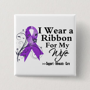 Wife Purple Ribbon - Pancreatic Cancer Button
