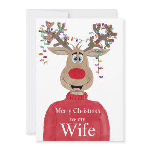 Wife Reindeer Christmas Customizable  Holiday Card