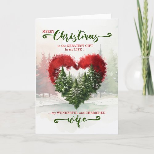 Wife Romantic Christmas Woodland Heart Holiday Card