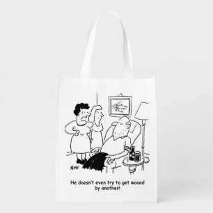 Wife Says Husband Doesn't Try to get Wooed Grocery Bag