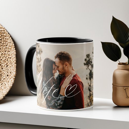 Wife Script Heart Grateful for Every Moment Photo Mug