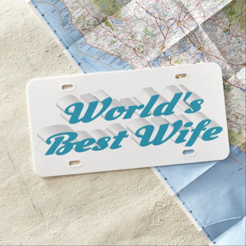 Wife sky blue text license plate