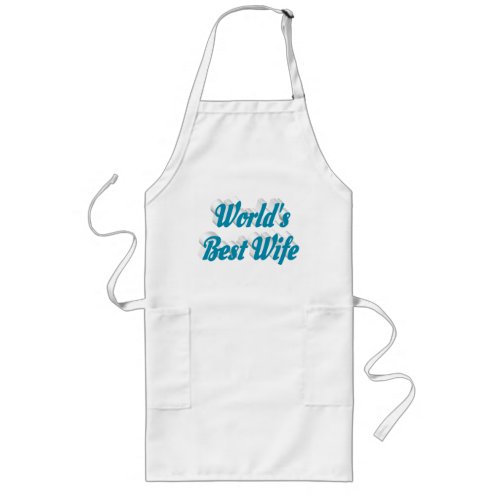 Wife sky blue text long apron