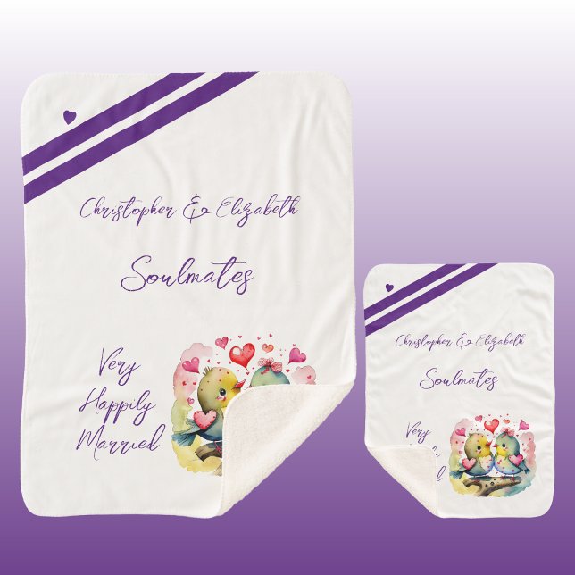 Wife soulmates cute birds anniversary gift sherpa blanket (Creator Uploaded)