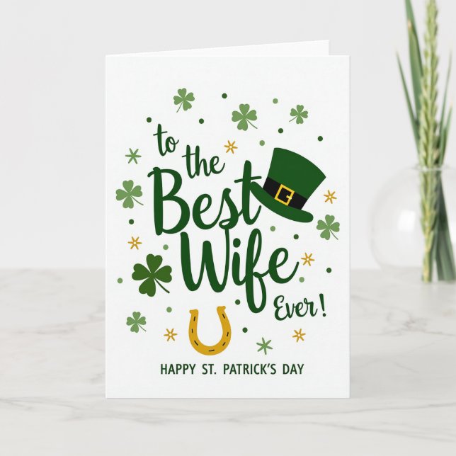 Wife St Patricks Faux Gold Foil Card (Front)