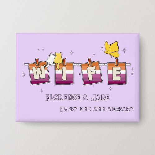 Wife Sunset Lesbian Flag Happy Anniversary Button