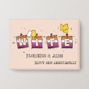 Wife Sunset Lesbian Flag Happy Anniversary Button
