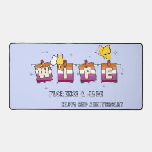 Wife Sunset Lesbian Flag Happy Anniversary Desk Mat