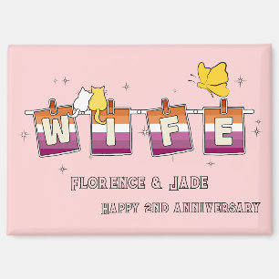 Wife Sunset Lesbian Flag Happy Anniversary Magnet
