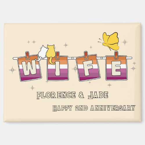 Wife Sunset Lesbian Flag Happy Anniversary Magnet