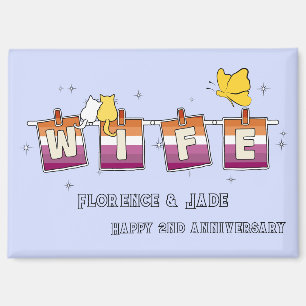 Wife Sunset Lesbian Flag Happy Anniversary Magnet