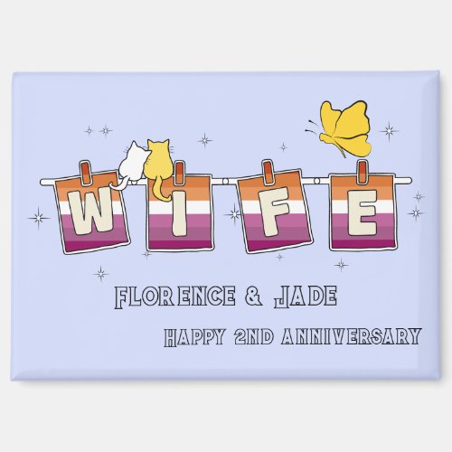 Wife Sunset Lesbian Flag Happy Anniversary Magnet