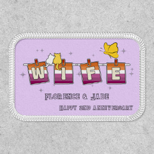 Wife Sunset Lesbian Flag Happy Anniversary Patch