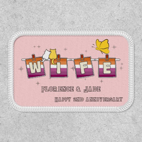 Wife Sunset Lesbian Flag Happy Anniversary Patch