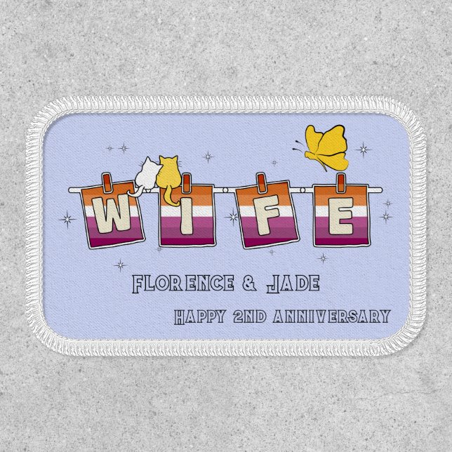 Wife Sunset Lesbian Flag Happy Anniversary Patch (Front)