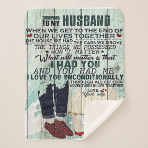 Wife To My Husband Gift To Husband Letter Sherpa Blanket