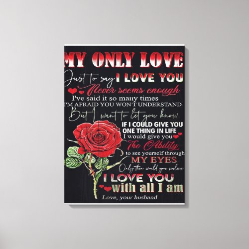 Wife To My Husband Letter  Love Quotes Gift Canvas Print