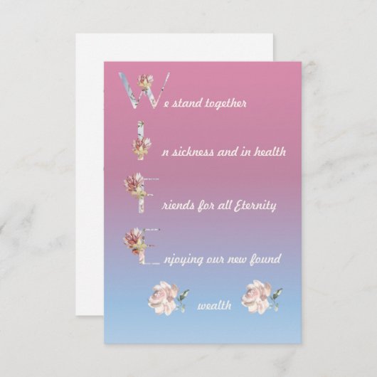 Wife Unique poem card keepsake (Front/Back)
