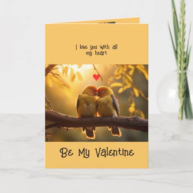 Wife Valentine Love Lovebirds Bird Art Holiday Card (Front)