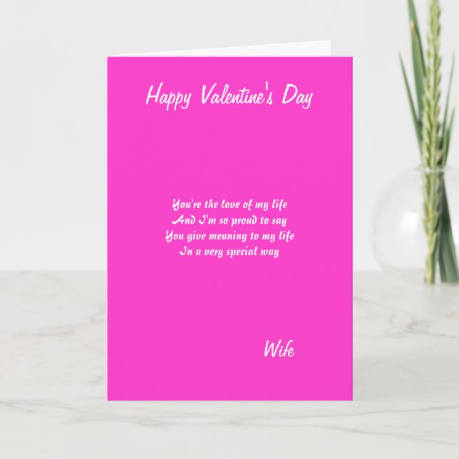 Wife  valentine's day greeting cards (Front)