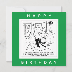 Wife Walks the Streets as a Traffic Warden Cartoon Card