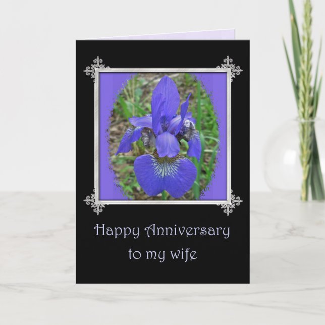Wife Wedding Anniversary - Siberian Iris Card (Front)