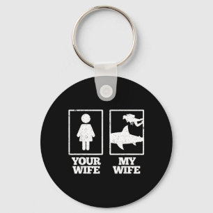 Wife Wife Scuba Diving Shark Humor Husband Keychain