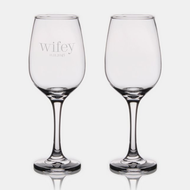Wife Wifey Engaged Wedding Wine Glass (Glassware)