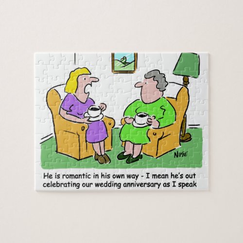 Wife with Friend Discussing Husband Cartoon Jigsaw Puzzle