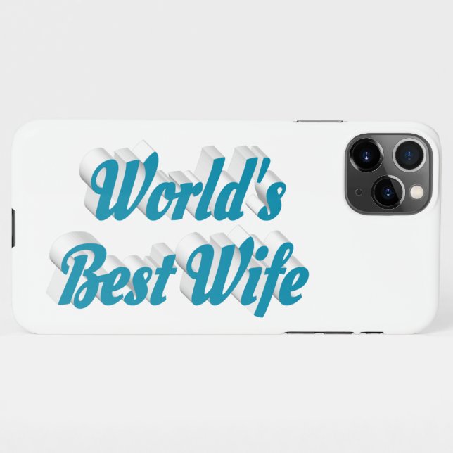 Wife with sky blue text iPhone case (Back Horizontal)