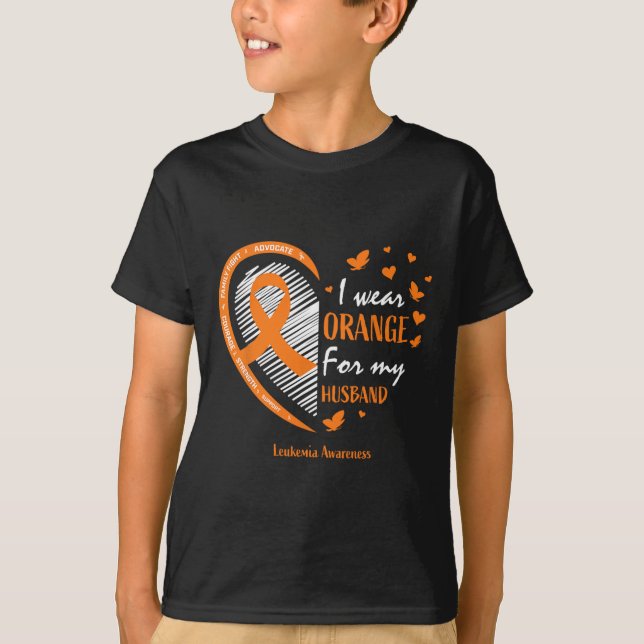 Wife Women I Wear Orange For My Husband Leukemia A T-Shirt (Front)