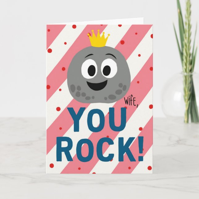 Wife You Rock Mothers Day Pebble Card (Front)