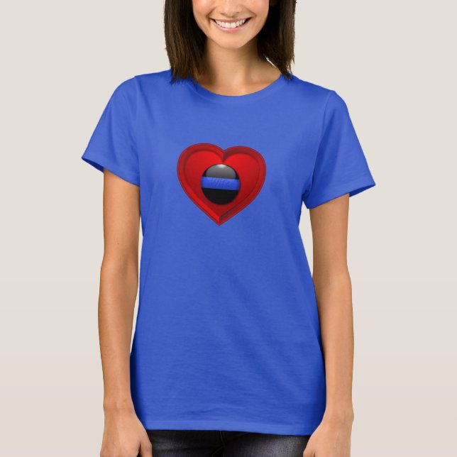 Wife's Heart is Behind the Thin Blue Line T-Shirt (Front)