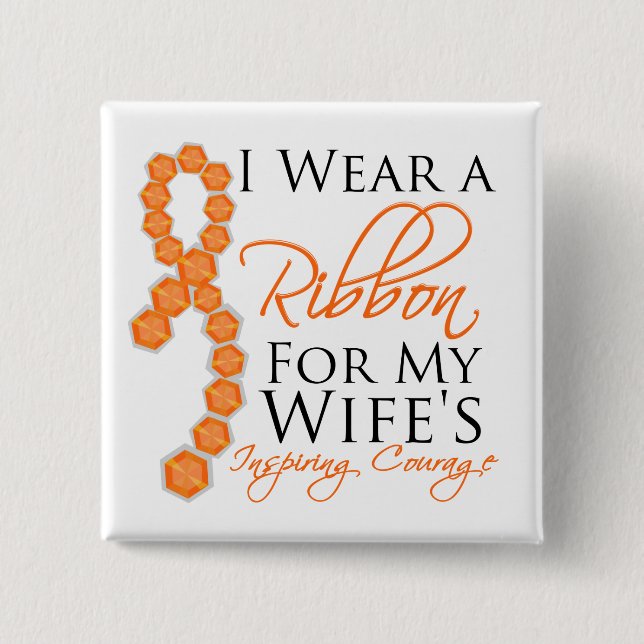Wife's Inspiring Courage - Leukemia Pinback Button (Front)