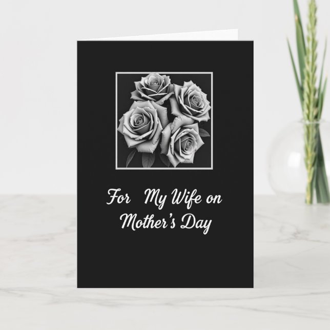 Wifes Monochrome Floral Card (Front)