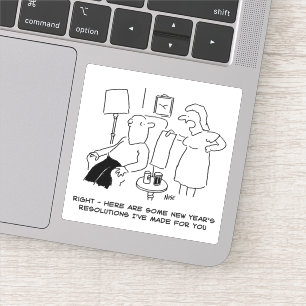 Wife's New Year's Resolutions for Husband. Funny Sticker