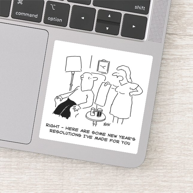 Wife's New Year's Resolutions for Husband. Funny Sticker (Detail)