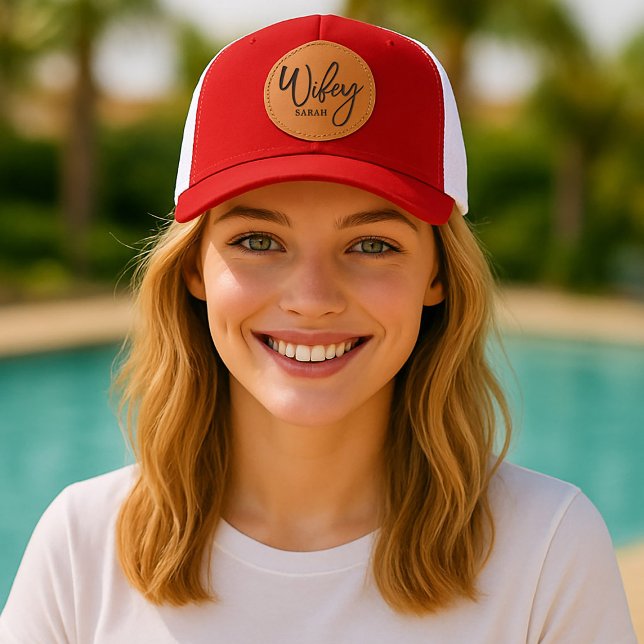 Wifey and Hubby Custom Name Fun  Leather Patch Hat (Creator Uploaded)
