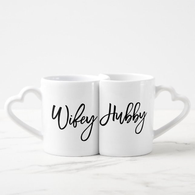 Wifey and Hubby Lovers Mugs Wedding Gift (Front Nesting)