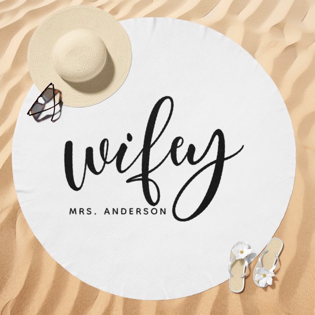 Wifey Black and White Bride Beach Towel (Creator Uploaded)
