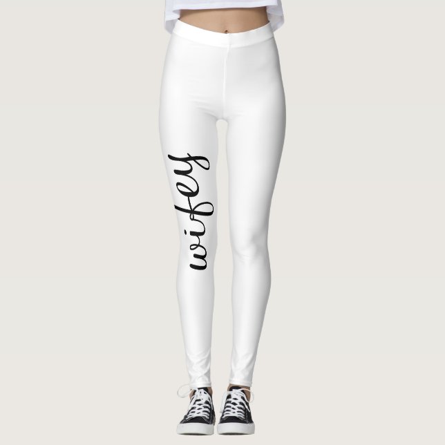 Wifey Black And White Design2 Cute Girly Chic Leggings (Front)